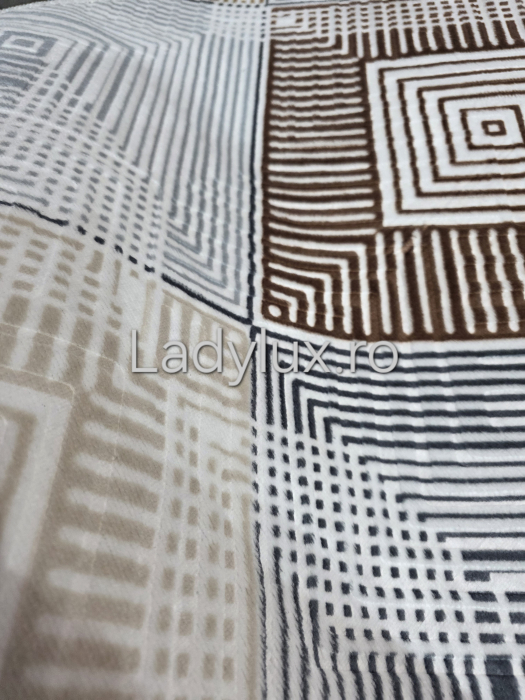 Covor modern 150x220 cm cu strat antiderapant – model geometric bej/maro/gri C1357 [3]