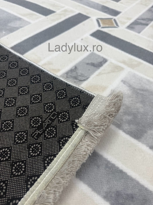 Covor Modern 200x270 cm în Nuanțe de Alb, gri si bej–  Antiderapant și Ușor de Întreținut [4]