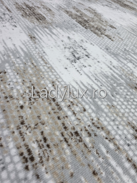 Covor Modern 200x270 cm în Nuanțe de Gri-Bej-Maro– Design Geometric, Antiderapant și Ușor de Întreținut [2]