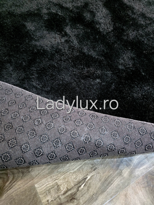 Covor plușat 200x270 cm cu spate antiderapant – Negru [4]