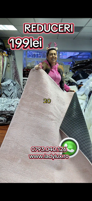 Covor plușat 160x220 cm cu spate antiderapant – Roz [3]