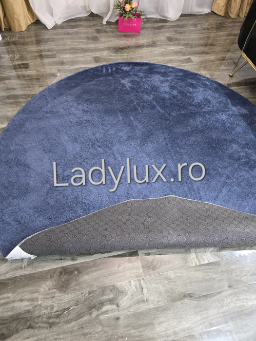 Covor rotund 2x2 m plusat cu antiderapant- Bleumarin [2]