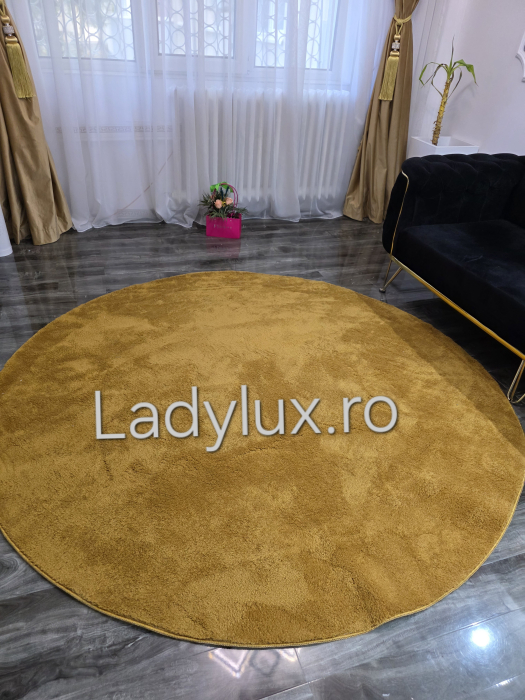 Covor rotund 2x2 m plusat cu antiderapant- Gold [2]