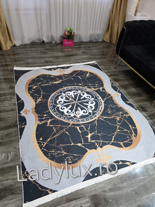 Covor Subțire din Poliester cu Antiderapant-  Marmura– 140x180 cm -C13673 [2]