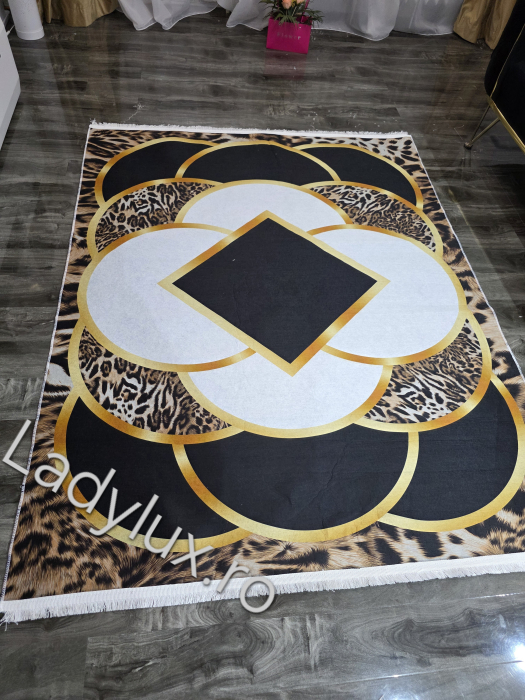 Covor Subțire din Poliester cu Antiderapant Leopard– 140x180 cm -C13672 [1]