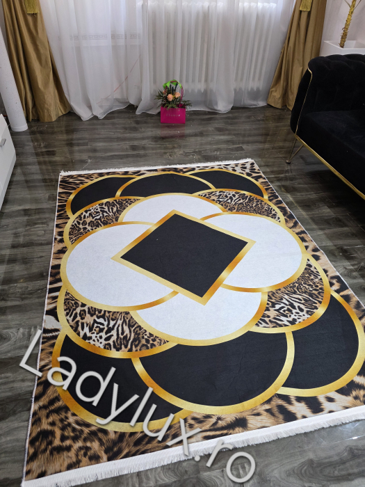 Covor Subțire din Poliester cu Antiderapant Leopard– 140x180 cm -C13672 [2]