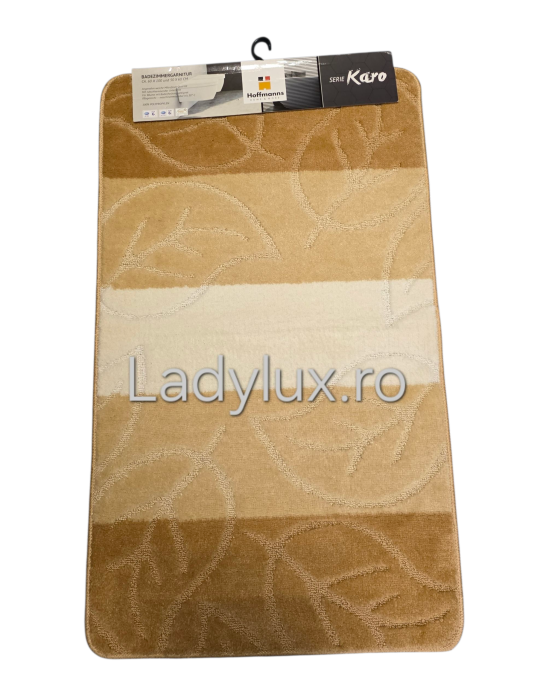 Covoraș baie cauciucat 100x60 cm – model reliefat in nuante de bej [2]