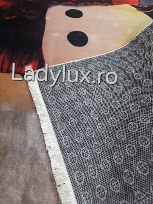 Covoraș subțire antiderapant cu motive de Crăciun – 140x180 cm- Om de zapada cu fular [4]