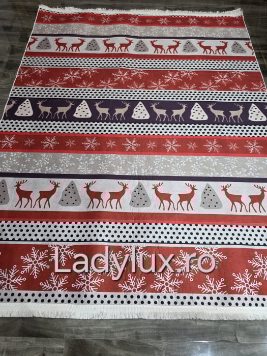 Covoraș subțire antiderapant cu motive de Crăciun – 140x180 cm- Reni [3]