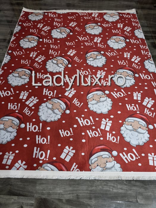Covoraș subțire antiderapant cu motive de Crăciun – 140x180 cm- Ho Ho Ho [2]