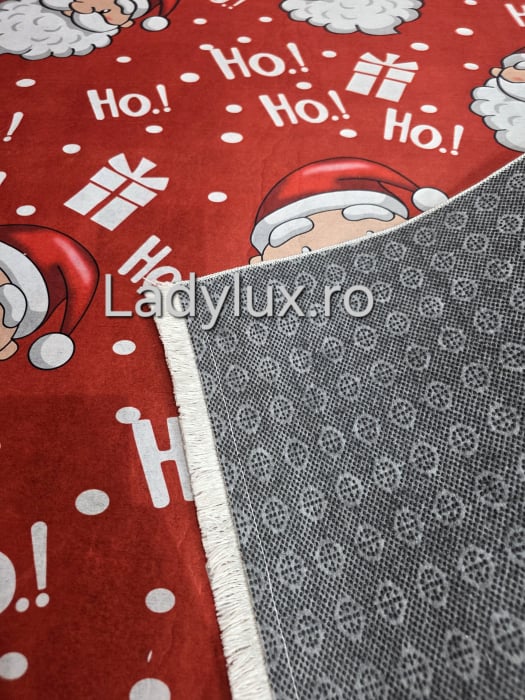 Covoraș subțire antiderapant cu motive de Crăciun – 140x180 cm- Ho Ho Ho [4]