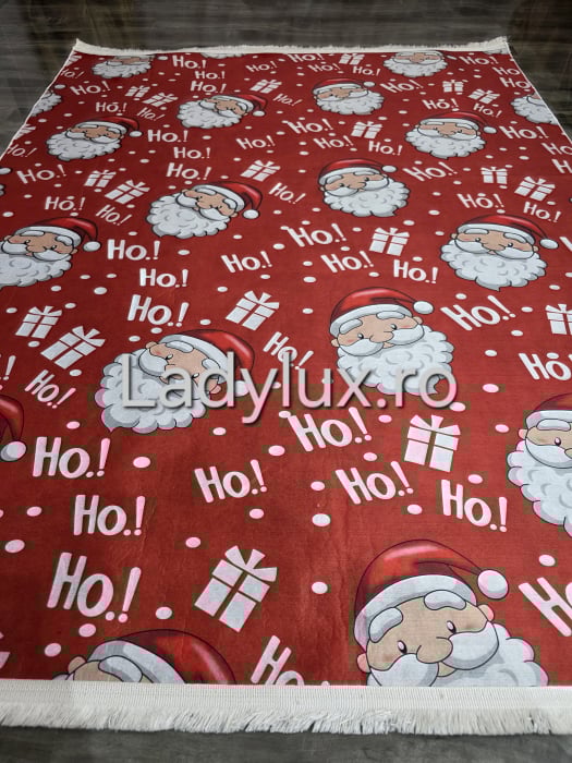 Covoraș subțire antiderapant cu motive de Crăciun – 140x180 cm- Ho Ho Ho [3]