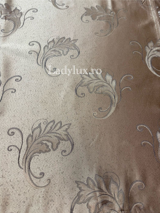 Draperii Gata Cusute cu Rejansă, 3M – 2 Bucăți, de 150cm cu 250 cm inaltime – Model Frunza Maro C1779 [1]