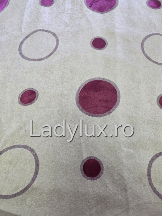 Draperii Gata Cusute cu Rejansă, 3M – 2 Bucăți, de 150cm cu 250 cm inaltime – Model Buline Crem-Bordo C1805 [2]