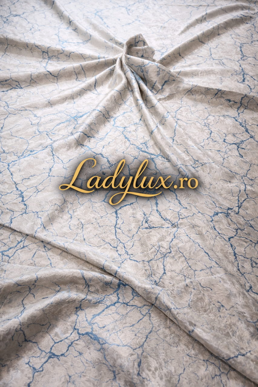 Set Draperii Model Marmo Crem-Turcoaz Cu Tiv si Rejansa 3M-2.7h [3]