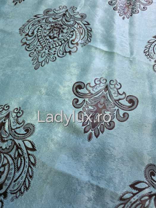 Draperii Gata Cusute cu Rejansă, 3M – 2 Bucăți, de 150cm cu 250 cm inaltime – Model Baroc Turcoaz Inchis C1804 [2]