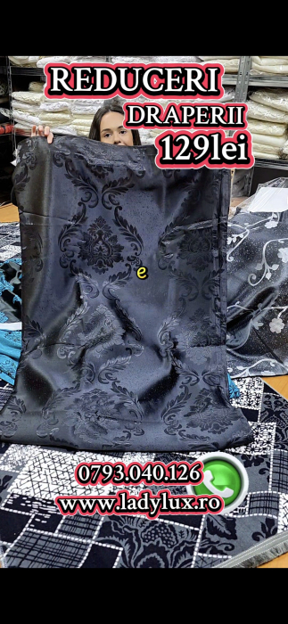 Draperii Gata Cusute cu Rejansă, 3M – 2 Bucăți, de 150cm cu 250 cm inaltime – Model Baroc Black [2]