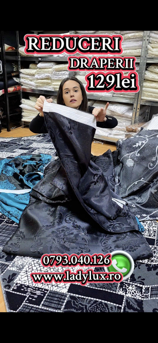 Draperii Gata Cusute cu Rejansă, 3M – 2 Bucăți, de 150cm cu 250 cm inaltime – Model Baroc Black [4]