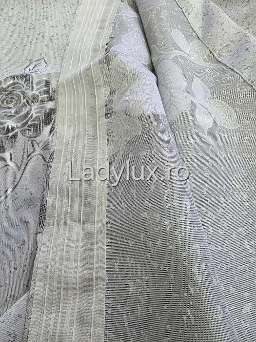 Draperii Gata Cusute cu Rejansă, 3M – 2 Bucăți, de 150cm cu 250 cm inaltime – Model Trandafir Silver  C1802 [3]