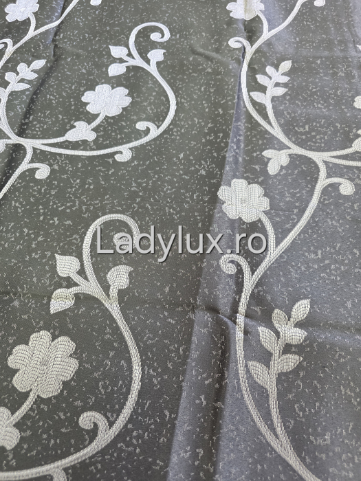 Draperii Gata Cusute cu Rejansă, 3M – 2 Bucăți, de 150cm cu 250 cm inaltime – Model Flori Gri Antracit  C1803 [2]