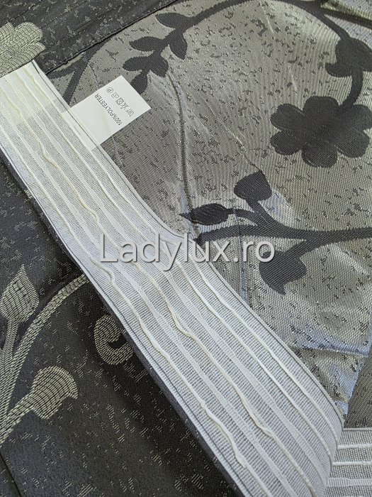 Draperii Gata Cusute cu Rejansă, 3M – 2 Bucăți, de 150cm cu 250 cm inaltime – Model Flori Gri Antracit  C1803 [3]
