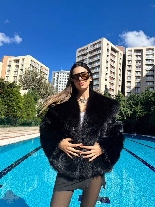 Geaca ArticQ Style din blana artificiala, Neagra [1]