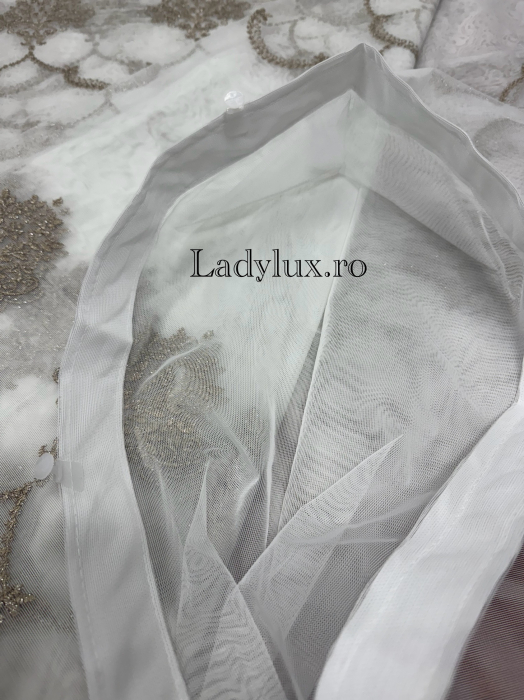 Perdea alba cu broderie Capucino Baroc – gata cusuta cu tiv si rejansa - 3M x 2.5h [3]