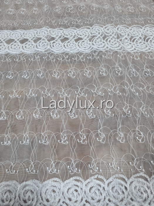 Perdea Alba cu broderie Alba Model SR  gata cusuta cu tiv si rejansa - 3M x 1.9 h [2]