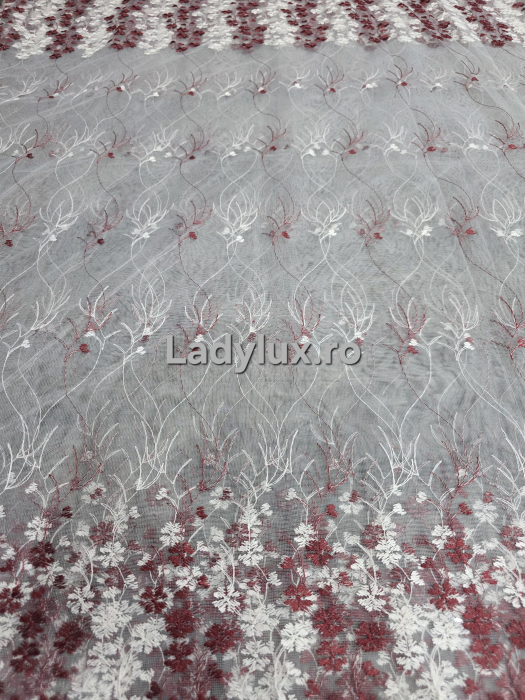 Perdea alba cu broderie Rosie Model Floricele – gata cusuta cu tiv si rejansa - 4M x 2.5h [2]