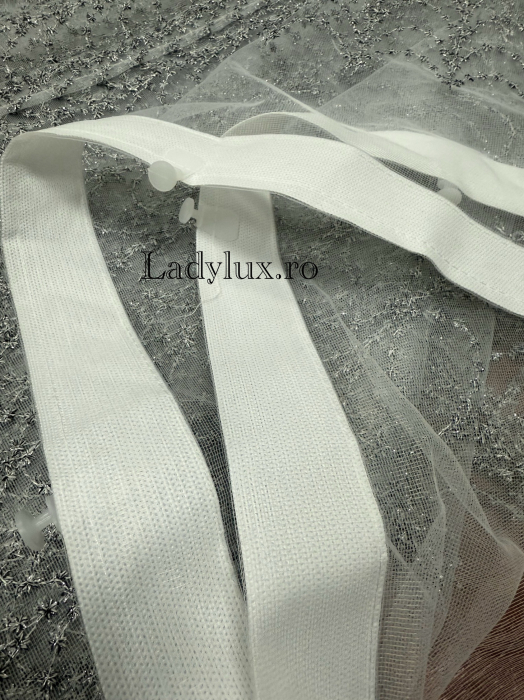 Perdea alba cu broderie Silver Antra – gata cusuta cu tiv si rejansa - 3M x 2.5h [3]