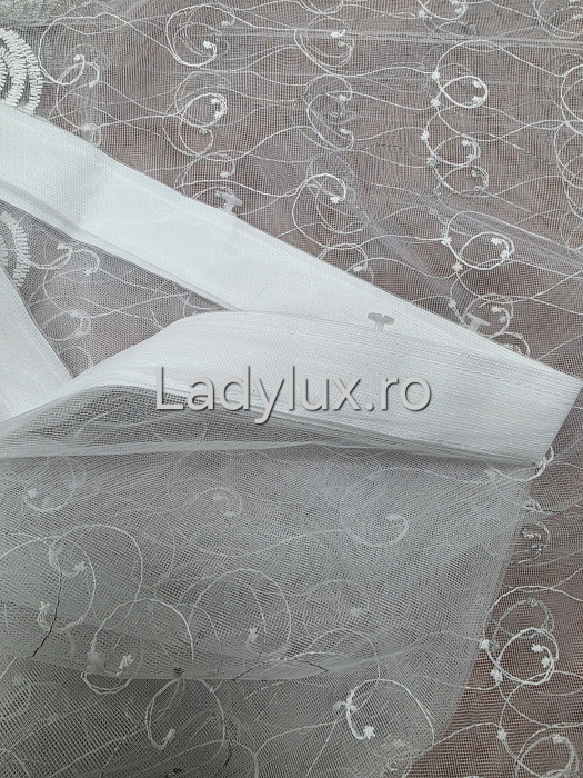 Perdea Tulle cu Broderie Gri Model SS - Cu Tiv si Rejansa - 3M x 2.5 h [3]