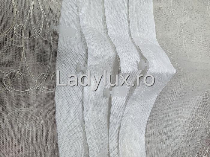 Perdea Ivoar cu broderie Crem+Ivoar Model Hexa– gata cusuta cu tiv si rejansa - 3M x 2.5 h [4]