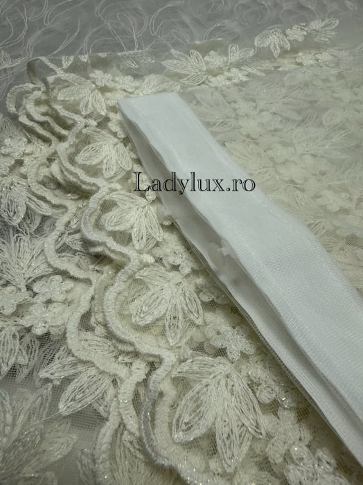 Perdea alba cu broderie Ivoar Buchet – gata cusuta cu tiv si rejansa - 3M x 2.5h [2]