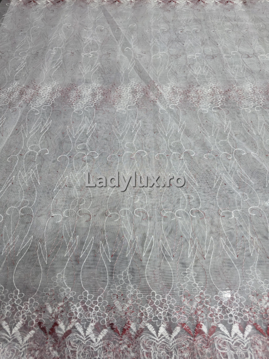 Perdea alba cu broderie Rosie Model Pandant – gata cusuta cu tiv si rejansa - 4M x 2.5h [2]