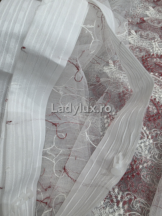 Perdea alba cu broderie Rosie Model Pandant – gata cusuta cu tiv si rejansa - 4M x 2.5h [3]