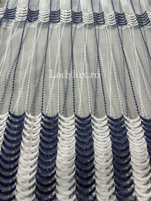 Perdea alba cu broderie Bleomarin cu insertii – gata cusuta cu tiv si rejansa - rafinament și strălucire discretă [2]