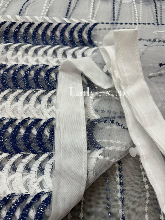 Perdea alba cu broderie Bleomarin cu insertii – gata cusuta cu tiv si rejansa - rafinament și strălucire discretă [3]