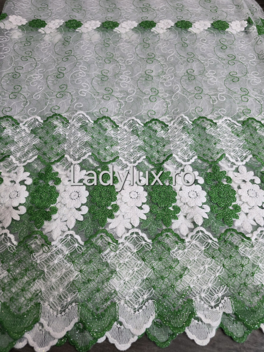 Perdea albă cu Broderie Verde  Model Floare– rafinament și strălucire discretă C1739 [1]