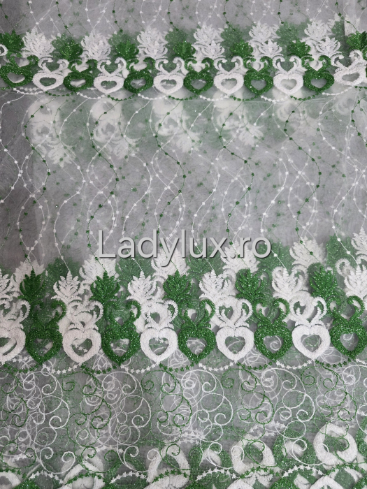 Perdea albă cu Broderie Verde  Model Lov – rafinament și strălucire discretă C1736 [2]