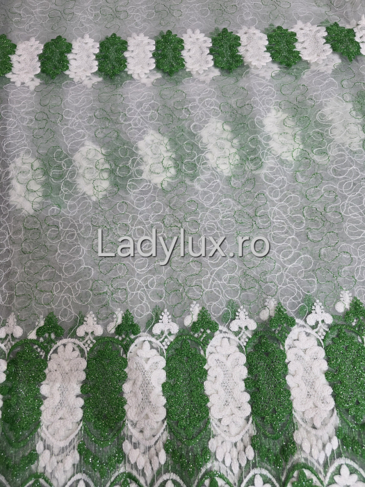 Perdea albă cu Broderie Verde  Model BRK– rafinament și strălucire discretă C1738 [2]