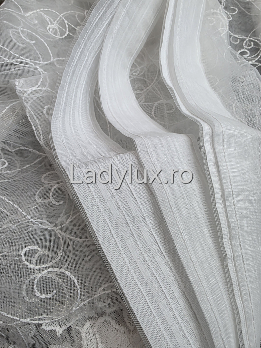 Perdea Bucătărie Brodată Alba Model Fructe  – Gata Cusută cu Tiv și Rejanșă [3]