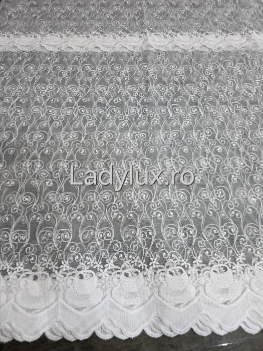 Perdea Bucătărie Brodată Alba Model Ceasca de cafea  – Gata Cusută cu Tiv și Rejanșă [2]