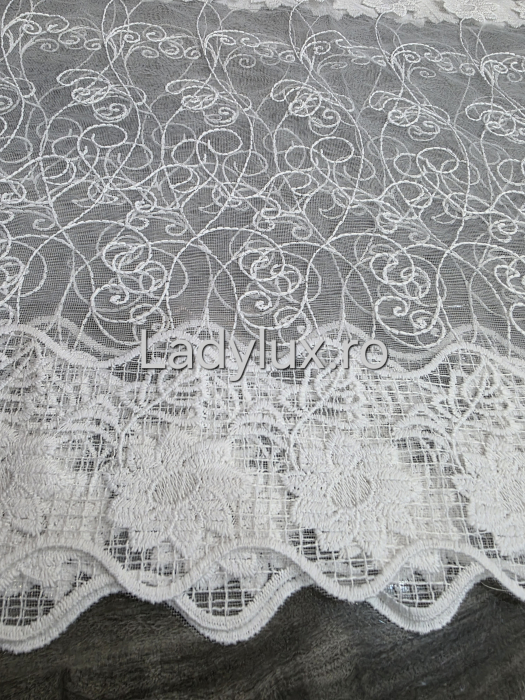 Perdea Bucătărie Brodată Alba Model Margareta  – Gata Cusută cu Tiv și Rejanșă [1]