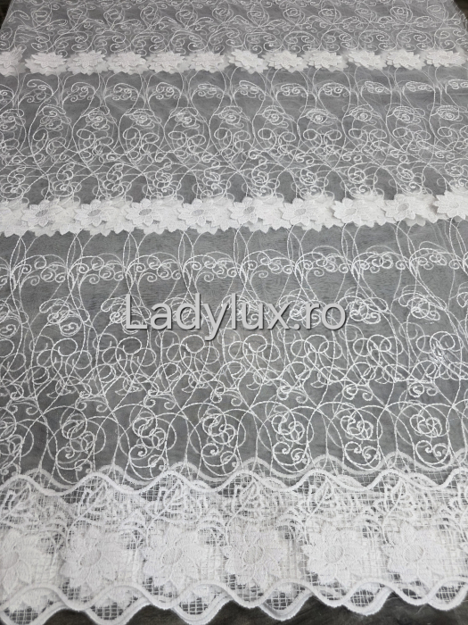 Perdea Bucătărie Brodată Alba Model Margareta  – Gata Cusută cu Tiv și Rejanșă [2]