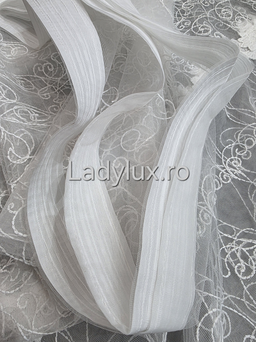 Perdea Bucătărie Brodată Alba Model Margareta  – Gata Cusută cu Tiv și Rejanșă [3]