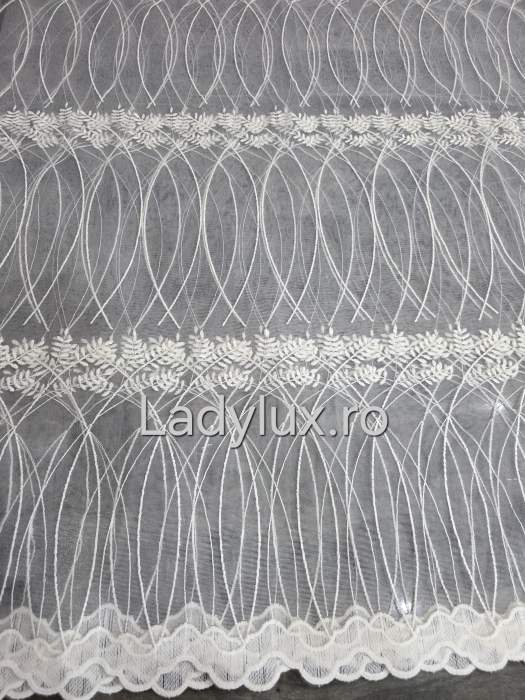 Perdea Bucătărie Brodată Model Spic Ivoar  – Gata Cusută cu Tiv și Rejanșă [2]