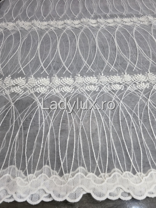 Perdea Bucătărie Brodată Model Spic Ivoar  – Gata Cusută cu Tiv și Rejanșă [1]