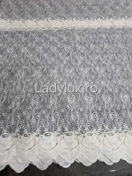 Perdea Bucătărie Brodată Model Ceasca de cafea Ivoar  – Gata Cusută cu Tiv și Rejanșă [2]