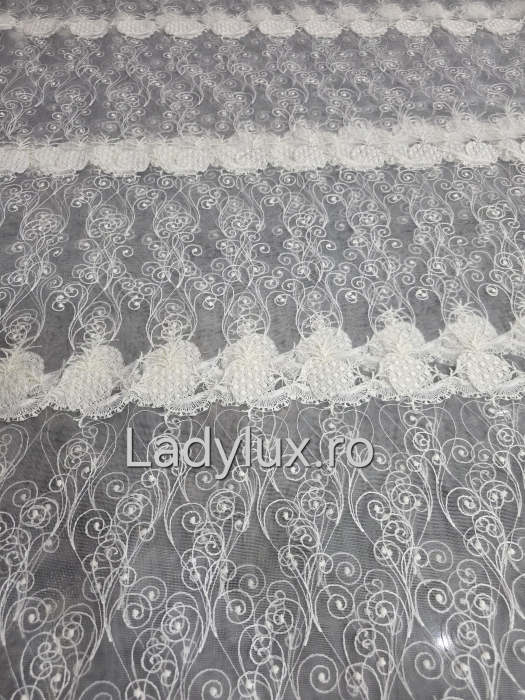 Perdea Bucătărie Brodată Model Ananas Ivoar  – Gata Cusută cu Tiv și Rejanșă [2]