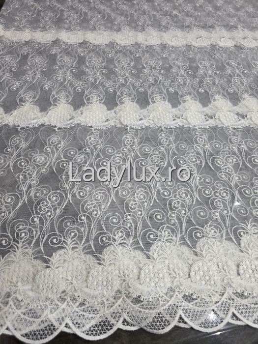 Perdea Bucătărie Brodată Model Ananas Ivoar  – Gata Cusută cu Tiv și Rejanșă [1]